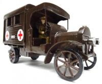 Toy Army Workshop Motor Ambulance tan finish, with driver (Condition Excellent) (2)