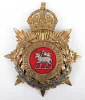 Post 1902 Queens Royal West Surrey Regiment Officers Home Service Helmet Plate