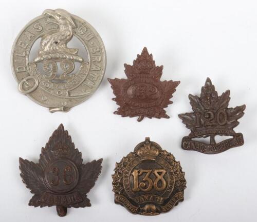 5x Canadian C.E.F Cap Badges