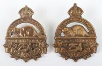 2x Canadian 254th Overseas Battalion C.E.F Cap Badges