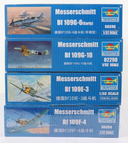 Four Trumpeter 1:32 scale Messerschmitt Fighter Aircraft model kits