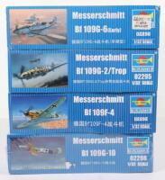 Four Trumpeter 1:32 scale Messerschmitt Fighter Aircraft model kits