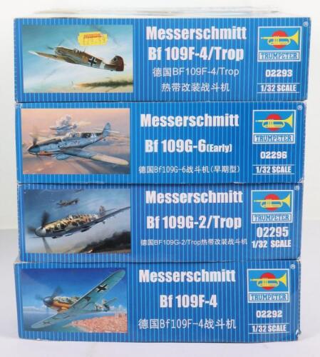 Four Trumpeter 1:32 scale Messerschmitt Fighter Aircraft model kits