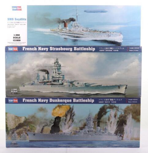 Three Hobby Boss 1:350 scale Battleship model kits