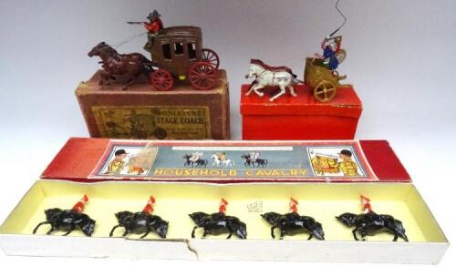 Johillco Miniature Stage Coach Roman Chariot (whip loose) and set 103 Dragoons in original boxes (Condition Very Good, boxes Good-Fair) (15)