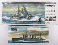 Two Aoshima 1:350 scale plastic model kits including Japanese Navy Heavy Cruiser CHOKAI 1942