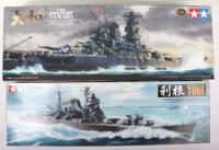 Two Tamiya 1:350 scale Japanese warship model kits