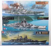 Three Tamiya 1:350 scale warship model kits