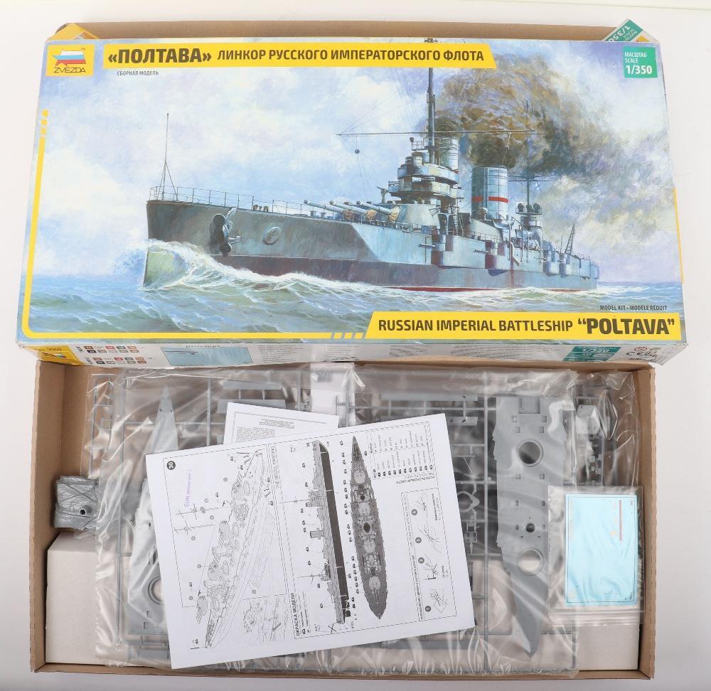Four 1:350 scale Warship model kits