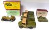 Sets 1876, Bren Gun Carrier and 1877 Beetle Lorry (post-war) in original boxes, with another, (repainted, driver missing) in original box, another, converted and a recast Armoured Car (Condition Very Good, boxes Fair) (11)