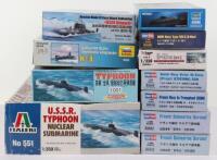 Eleven 1:350 scale Submarine model kits
