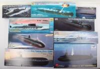 Nine 1:350 scale Submarine model kits