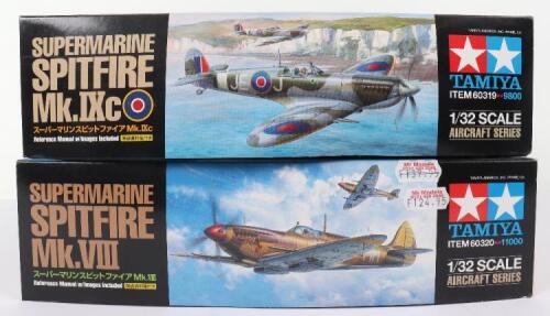 Two Tamiya 1:32 scale Supermarine Spitfire model kits