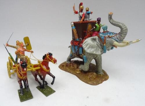 Tommy Atkins 1/32 resin Carthaginian War Elephant and metal Iceni two Man, two horse Chariot in original boxes (Condition Excellent, boxes Very Good) (9)