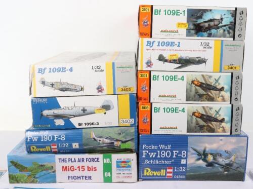 Six Eduard and two Revell 1:32 scale Fighter Aircraft model kits