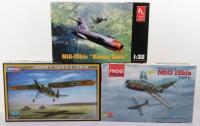 Seven 1:32 scale Fighter Aircraft model kits