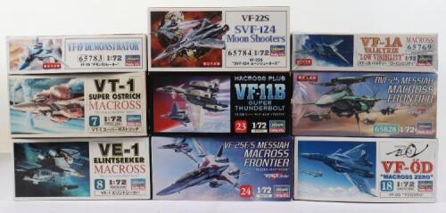 Nine 1:72 Hasegawa Advanced Fighter Jet model kits