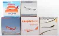 Five 1:200 scale Diecast model Passenger Planes