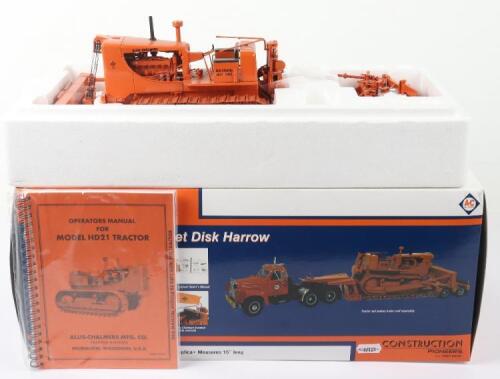 Construction Pioneers from First Gear a 1:25 scale Diecast model Allis-Chalmers HD-21 Crawler with Offset Disk Harrow
