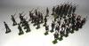 Britains set 432, German Infantry with Officer (Condition Very Good, one man missing) and another set (Condition Very Good, bases overpainted) in original ROAN boxes (Condition Good) and two further repainted sets and two additional men, and two sets 2035