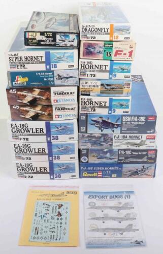 Seventeen 1:72 scale Fighter Jet model kits