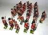 Britains Black Watch, set 2109 Highland Pipe Band with Pipe Major and one additional piper (Condition Good, three pipers Good-Fair, one tenor drumstick missing, tenor and bass drum transfers flaked, one side drum and two pipers not matching, and set 2111 