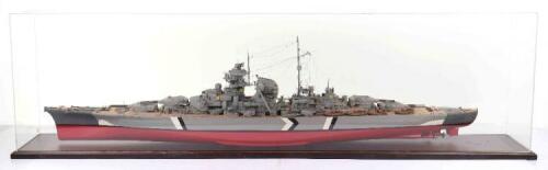 A well detailed wooden/plastic professionally built 1:200 scale model of a German W.W.II Battleship