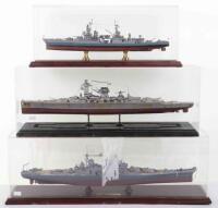 Three cased 1:500 scale model W.W.II Battleships