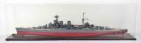 A well detailed wooden and plastic 1:200 scale model of the Royal Navy H.M.S Hood