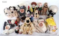 Collection of Wallace and Gromit plushies and memorabilia