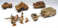 Fusilier Second World War Western Desert Quad with Limber, 25pdr Gun and Crew, Bren Gun Carrier, Armoured Car and Scout Car with some original boxes (Condition Excellent, boxes Very Good) (19)