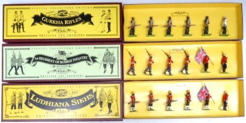 Britains Toy Soldiers British Indian Army sets 8832, 8833, 8834, 8835, 8841, 8842, 8843, 8844 and 8845 (Condition Excellent, boxes Very Good) (46 in nine sets)