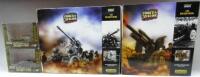 Unimax Forces of Valor World War II 1/32 scale Flak 88, 105mm Howitzer and two Vehicles with Crew in original boxes, additional figures and accessories with other plastic figures (Condition Excellent-Fair, a few damaged, boxes VG), set 2154 Crescent Salad