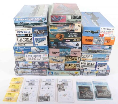 Twenty-one 1:72 scale F-14 Fighter Jet model kits