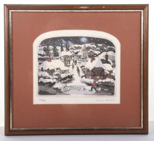 Graham Clarke, coloured etching &ldquo;December&rdquo; 266/400 signed