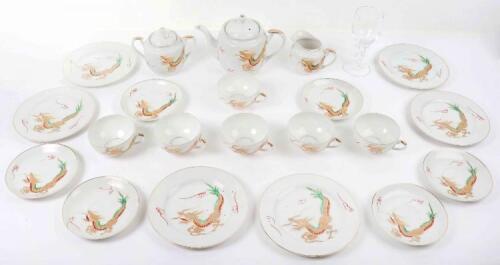 An Oriental egg shell tea service