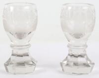 A pair of heavy Masonic glass goblets