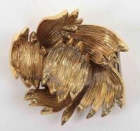 A gold textured brooch by Mauboussin, c 1950,