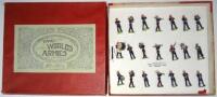 Britains set 1288, Band of the Royal Marines FIRST VERSION, drum corps in gaiters, same instrumentation as Coldstream Guards, in a reproduction box (Condition Very Good, two helmet balls missing) 1933 (21)