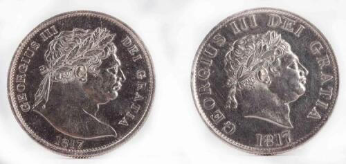 Two George III, Halfcrown 1817 &lsquo;bullhead&rsquo; and 1817 small laureate head