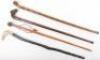 Four walking sticks including a carved ram head - 2