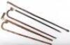 Five walking sticks including a silver banded antler stick with naturalistic body - 2