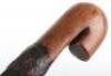 Two large and heavy naturalistic walking sticks with knobbly bodies, one with metal belt band - 5