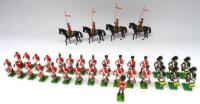 Britains Metal Model Drummers eight Border Regiment, eight Staffordshire Regiment, eight Royal Welch Fusiliers with Drum Major and six Gordons, with four mounted RCMP (Condition Excellent) (35)