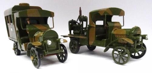 Toy Army Workshop Office and Generator Lorries with one driver (Condition Excellent) (3)