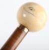 A fine 19th century tapering walking cane with large ivory ball handle, - 5