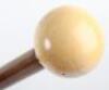 A fine 19th century tapering walking cane with large ivory ball handle, - 6