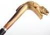 A fine 19th century carved lion walking cane, possibly rhinoceros horn - 6
