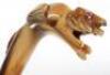 A fine 19th century carved lion walking cane, possibly rhinoceros horn - 7