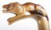 A fine 19th century carved lion walking cane, possibly rhinoceros horn - 8